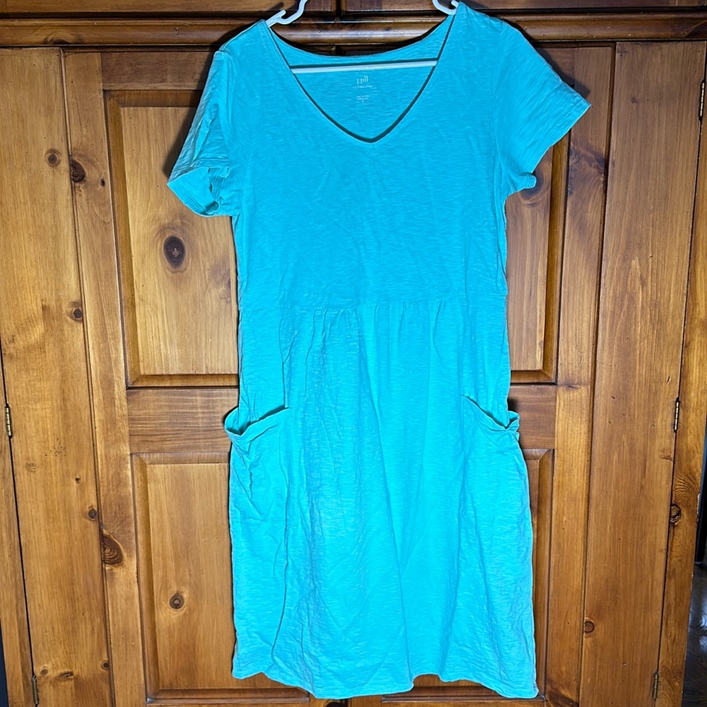 J. Jill Aqua Women’s Knit V-Neck Dress Swimsuit Cover Up Casual Dress